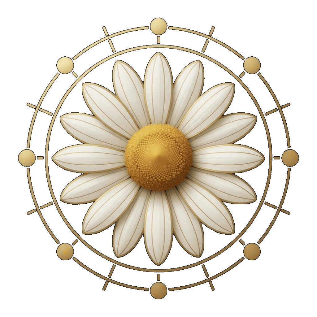 OpeningWorld – logo marguerite et roue Vipassana, Reiki et Tarot à Lausanne